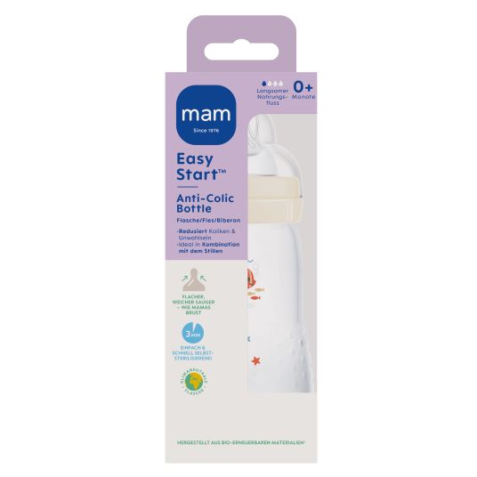 MAM PP bottle Easy Start Anti-Colic 260 ml - Fish - Beige