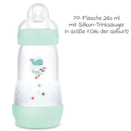 MAM PP bottle Easy Start Anti-Colic 260 ml - Whale - MInt