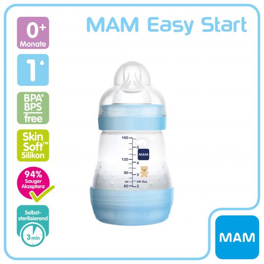 MAM Bottiglia in PP Easy Start Anti-Colic 160 ml - silicone misura 1 - orso