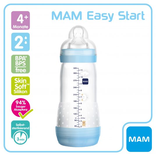 MAM PP-Flasche Easy Start Anti-Kolik 320 ml - Silikon Gr. 2 - Bär