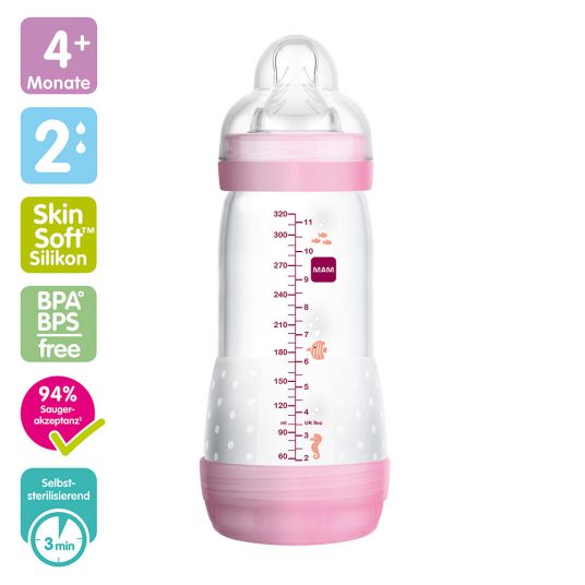 MAM PP-Flasche Easy Start Anti-Kolik 320 ml - Silikon Gr. 2 - für Mädchen