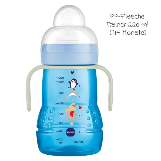 MAM PP bottle Trainer + Night 220 ml - Blue