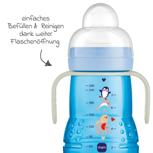 MAM PP bottle Trainer + Night 220 ml - Blue