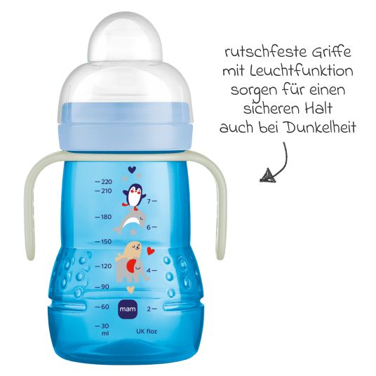 MAM PP-Flasche Trainer + Night 220 ml - Blau