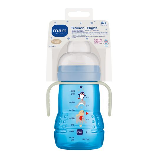 MAM PP-Flasche Trainer + Night 220 ml - Blau