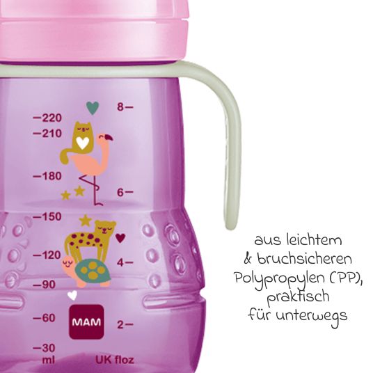 MAM PP-Flasche Trainer + Night 220 ml - Lila & Rosa