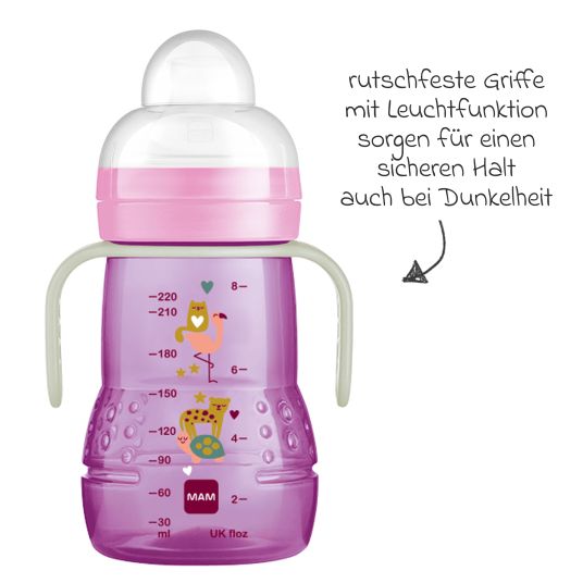 MAM PP bottle Trainer + Night 220 ml - Purple & Pink