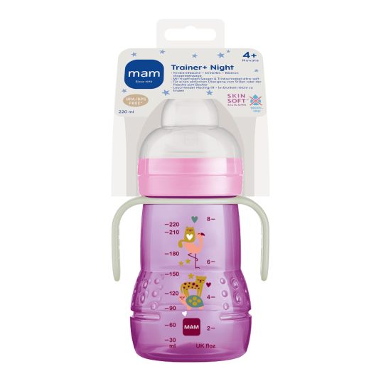 MAM PP-Flasche Trainer + Night 220 ml - Lila & Rosa