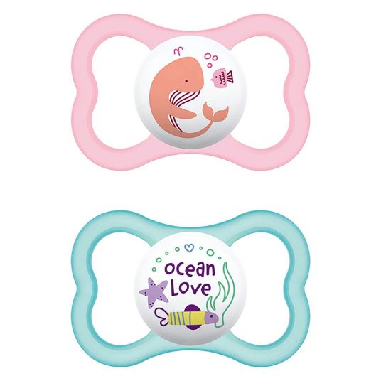 MAM Pacifier 2 Pack Air - Silicone from 16 M - Whale & Ocean