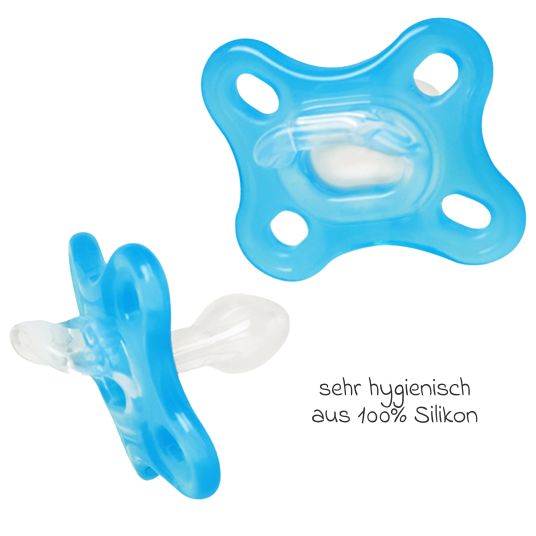 MAM Schnuller 2er Pack Comfort - Silikon Newborn 0-3 M - Blau & Türkis