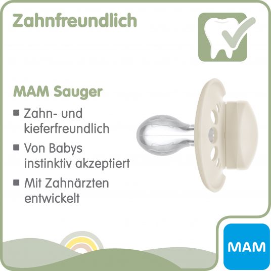 MAM Pacifier 2 Pack Original Pure - Silicone from 16 M - Bear & Fox