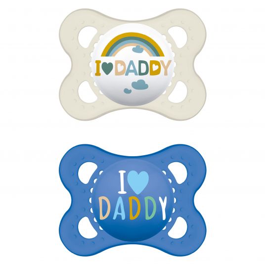 MAM Pacifier 2 Pack Original - Silicone 0-6 M - I Love Daddy - Blue