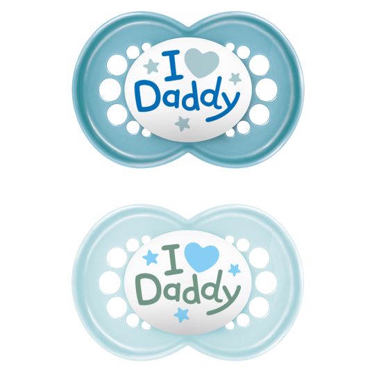 MAM Pacifier 2-pack Original - Silicone 6-16 M - I Love Daddy - Blue