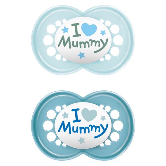 MAM Pacifier 2-pack Original - Silicone 6-16 M - I Love Mummy - Blue
