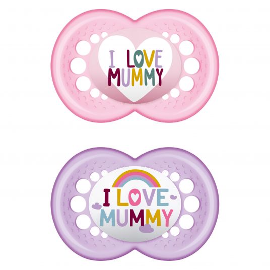 MAM Pacifier 2 Pack Original - Silicone 6-16 M - I Love Mummy - Pink