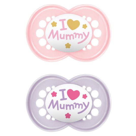 MAM Pacifier 2-pack Original - Silicone 6-16 M - I Love Mummy - Pink