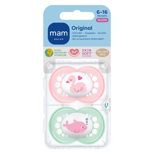 MAM Pacifier 2-pack Original - Silicone 6-16 M - Pink