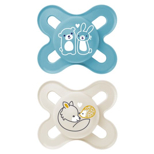 MAM Pacifier 2-pack Original Start - Natural rubber 0-2 M - Blue & Beige