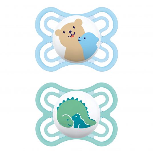 MAM Pacifier 2 Pack Perfect - Silicone 0-6 M - Bear & Dino