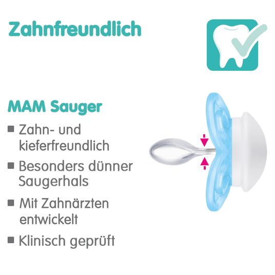 MAM Schnuller 2er Pack Perfect - Silikon - 0-6 M - Blau