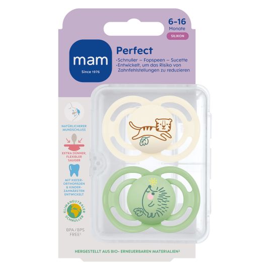 MAM Pacifier 2-pack Perfect - Silicone - 6-16 M - Beige