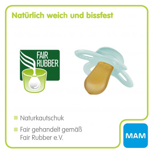 MAM Schnuller 2er Pack Start Elements - Latex 0-2 M - Waschbär und Hase