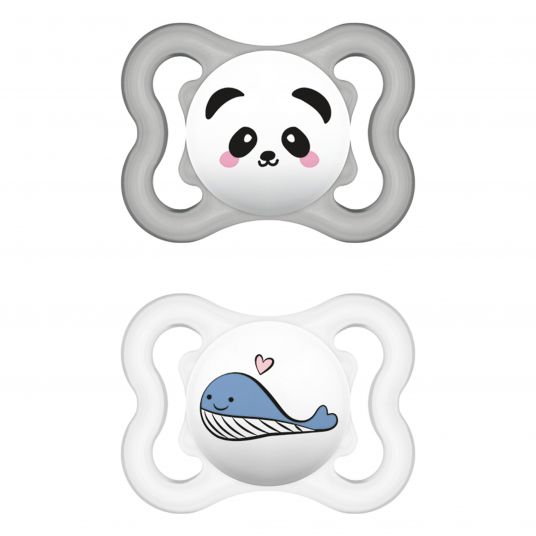 MAM Pacifier 2 Pack Supreme - Silicone 0-6 M - Panda & Whale