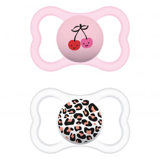 MAM Pacifier 2 Pack Supreme - Silicone 6-16 M - Cherry & Leopard
