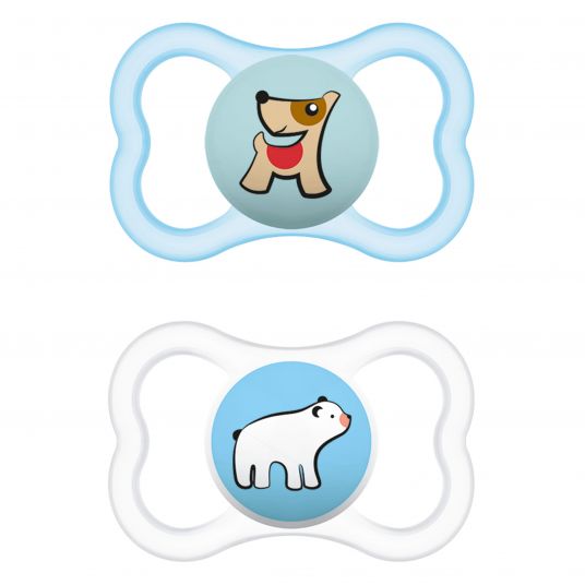 MAM Pacifier 2 Pack Supreme - Silicone from 16 M - Dog & Polar Bear