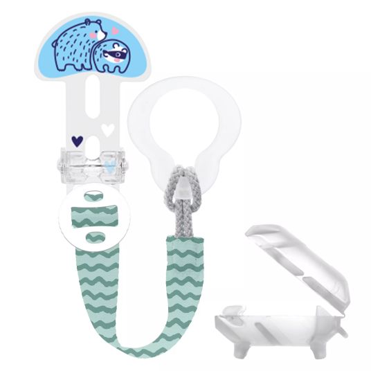 MAM Pacifier strap Clip it! with cover - bear