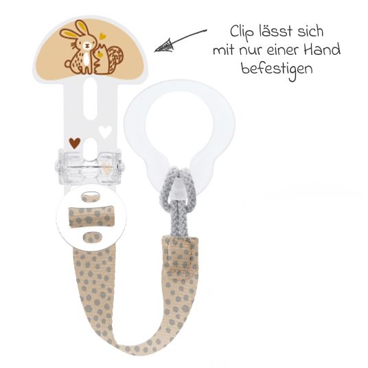 MAM Pacifier strap Clip it! with cover - bunny