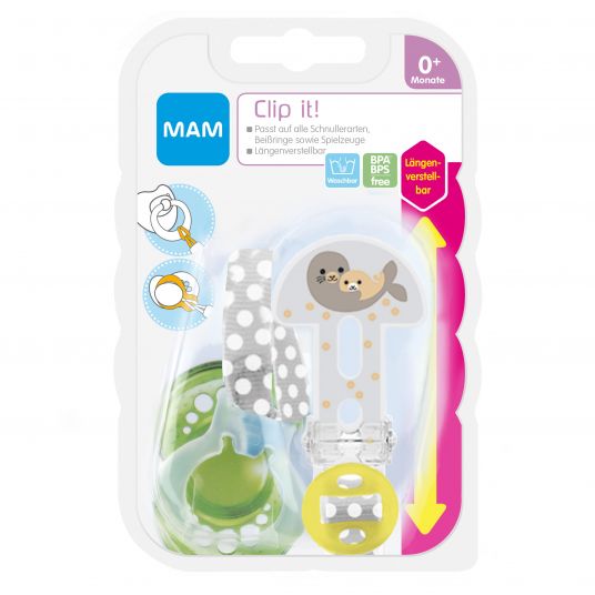 MAM Pacifier band Clip it - Seal
