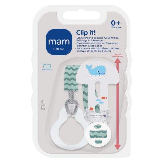 MAM Pacifier strap Clip it! - Whale