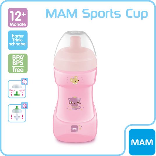 MAM Trinklernbecher Sports Cup 330 ml - Katze - Rosa