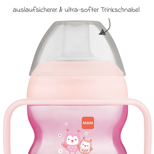 MAM Trinklernbecher Starter Cup 150 ml + Silikon-Schnabel - Eule - Rosa