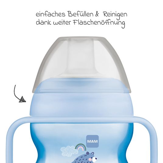 MAM Trinklernbecher Starter Cup Night 150 ml + Silikon-Schnabel - Bär - Blau