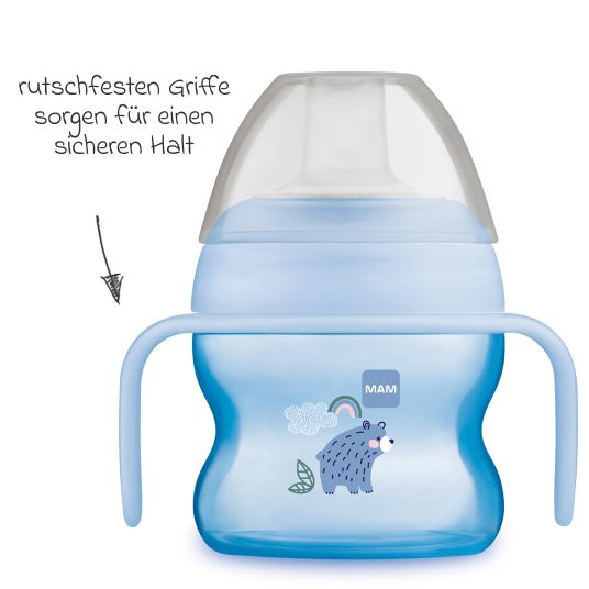 MAM Trinklernbecher Starter Cup Night 150 ml + Silikon-Schnabel - Bär - Blau