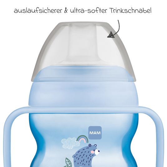 MAM Trinklernbecher Starter Cup Night 150 ml + Silikon-Schnabel - Bär - Blau