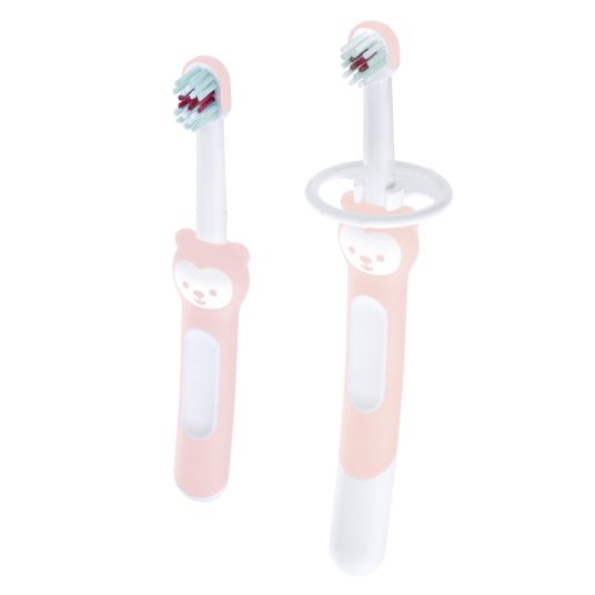 MAM Zahnbürsten-Set mit Lern-Zahnbürste & Zahnbürste für Babys - Rosa