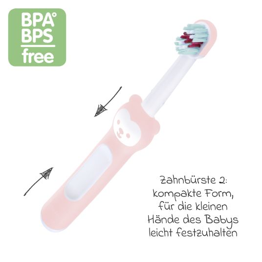 MAM Zahnbürsten-Set mit Lern-Zahnbürste & Zahnbürste für Babys - Rosa