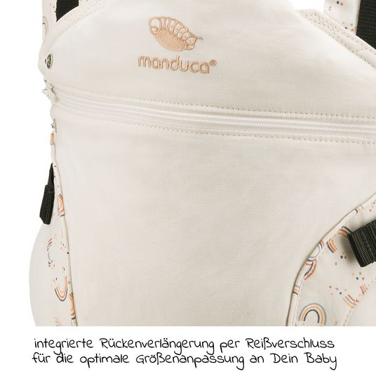manduca Baby carrier First for newborns from 3.5 kg - 20 kg with 3 carrying positions made of 100% organic cotton - RainbowDay - Sand Print