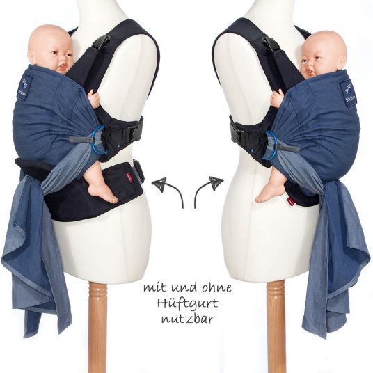 manduca Babytrage / Tragetuch Duo mit abnehmbarem Hüftgurt - Blue