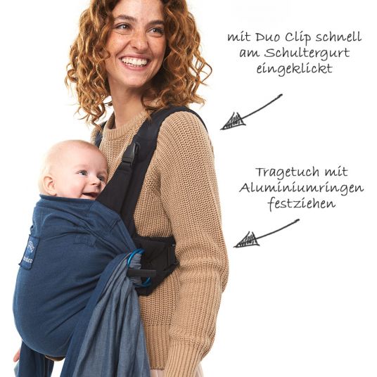manduca Baby carrier / sling Duo with removable waist belt - Blue