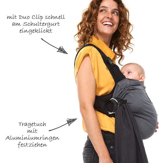 manduca Baby carrier / sling Duo with removable waist belt - Grey