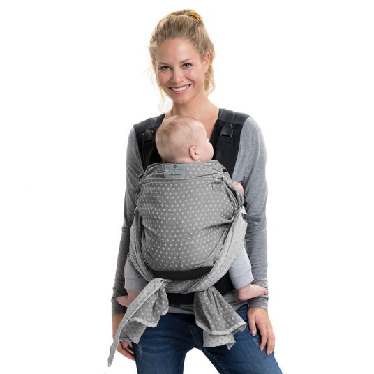 manduca Baby carrier / sling duo with removable hip belt Wild Crosses - bellybutton - Grey