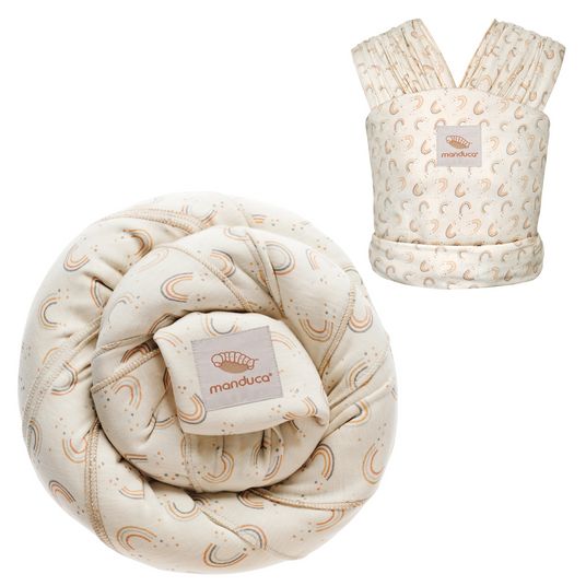 manduca Baby sling elastic 510 x 60 cm for newborns from 3.5 kg - 15 kg made of 100% organic cotton - RainbowDay - Sand Print