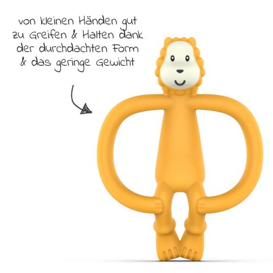 Matchstick Monkey 4-tlg. Starter-Set Zahnungshilfen - Beißring mit Fingerzahnbürste - Löwe - Gelb