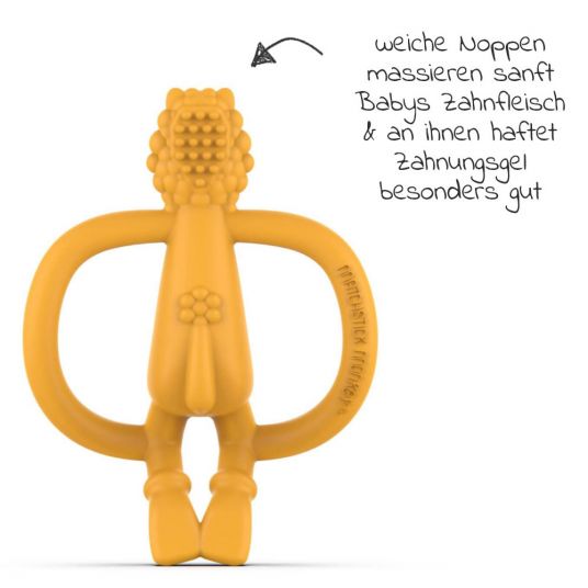 Matchstick Monkey 4-tlg. Starter-Set Zahnungshilfen - Beißring mit Fingerzahnbürste - Löwe - Gelb