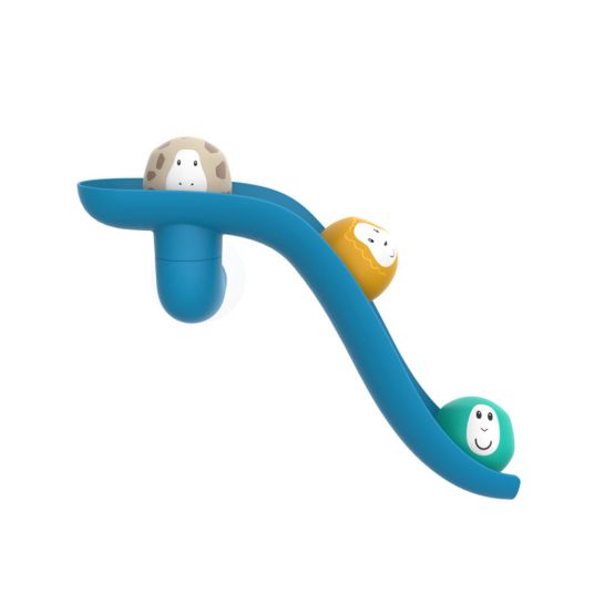 Matchstick Monkey Badespielzeug Rutsche / Kugelbahn mit 3 Kugeln - Affe - Blau
