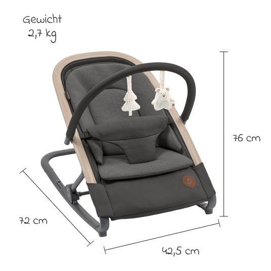 Maxi-Cosi 2-in-1 Babywippe Kori ab der Geburt mit Neugeborenen-Inlay nur 2,3 kg leicht - Beyound - Graphite Eco